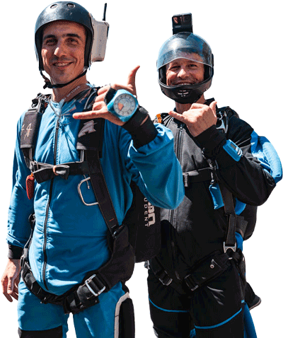 AFF skydiving student and Australian instructor