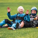 Old woman skydiving