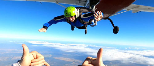 a licence skydiving student in airlie beach