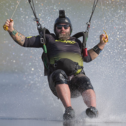 Australian skydiver swooping the pond in Picton