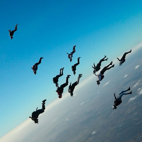 Licensed skydivers flying angles in Australia