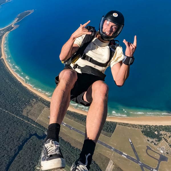 Licensed skydiver over Moruya