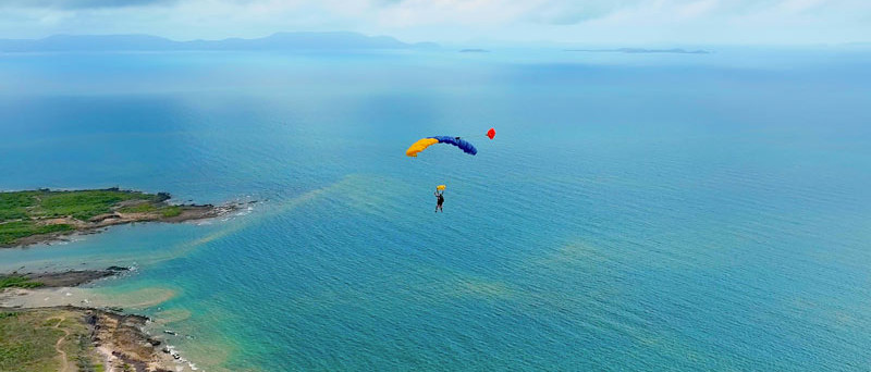 Parachute flying over Airlie Beach