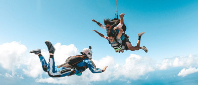 Skydiving customer being filmed by outside camera in Caloundra Sunshine Coast