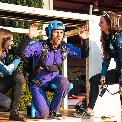 AFF student and 2 skydiving instructors