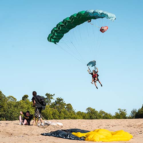 Skydiving parachute about to land in Airlie Beach