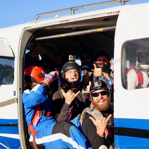 licensed skydivers in plane in cairns