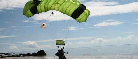 skydiving parachute landing on Cairns beach