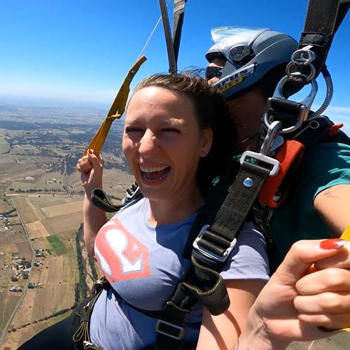 customer skydiving in the Hunter Valley