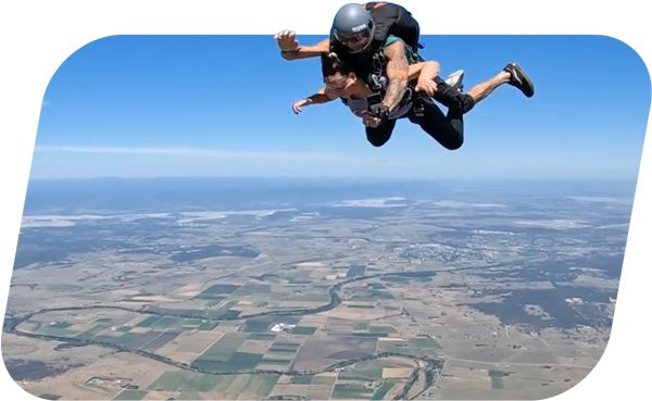 Tandem skydiving pair over the Hunter Valley Newcastle NSW