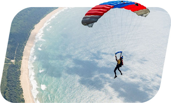 skydiving student flying parachute over Moruya