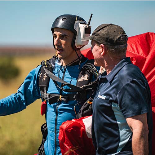skydiving instructor and student